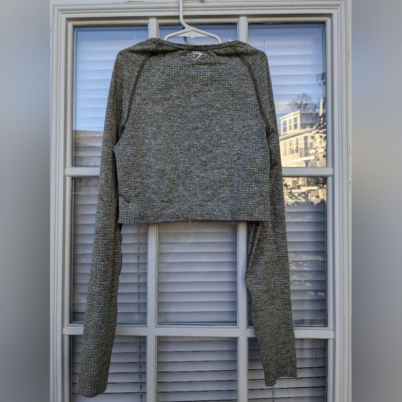 Gymshark Vital Seamless Olive Green Crop Top, Size M - Picture 2 of 4